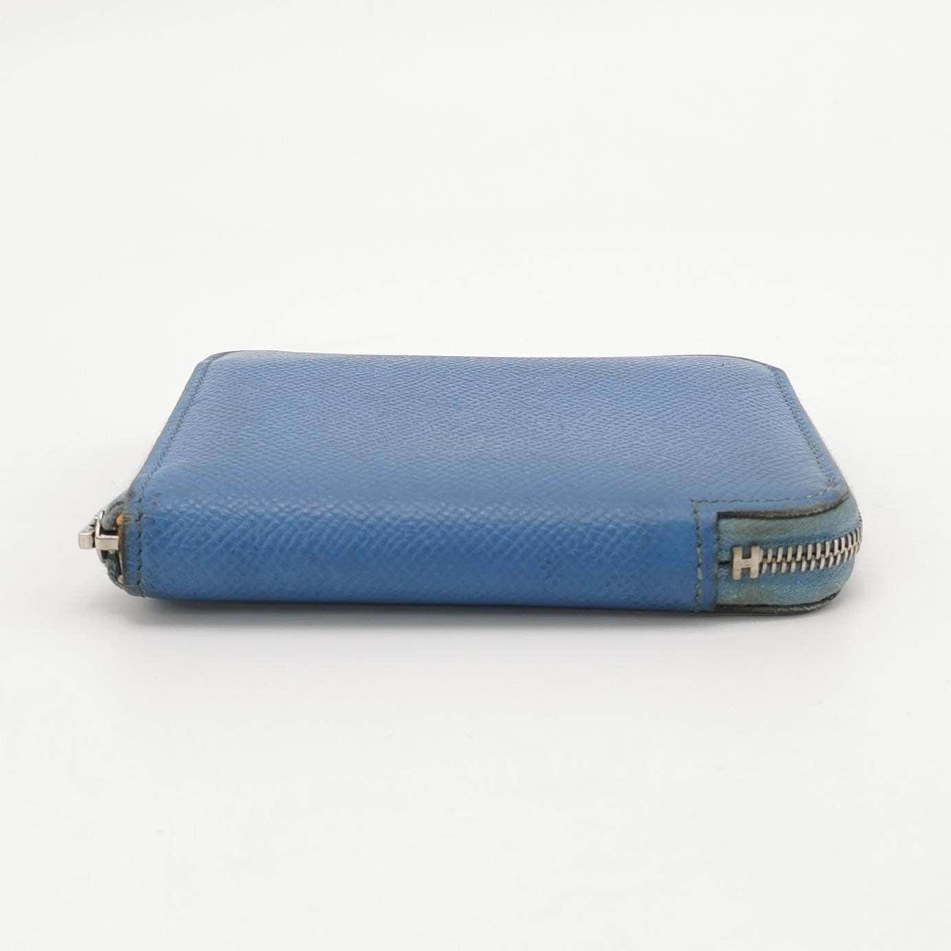 Women's Hermes Silk'in Wallet Small Blue Leather For Sale