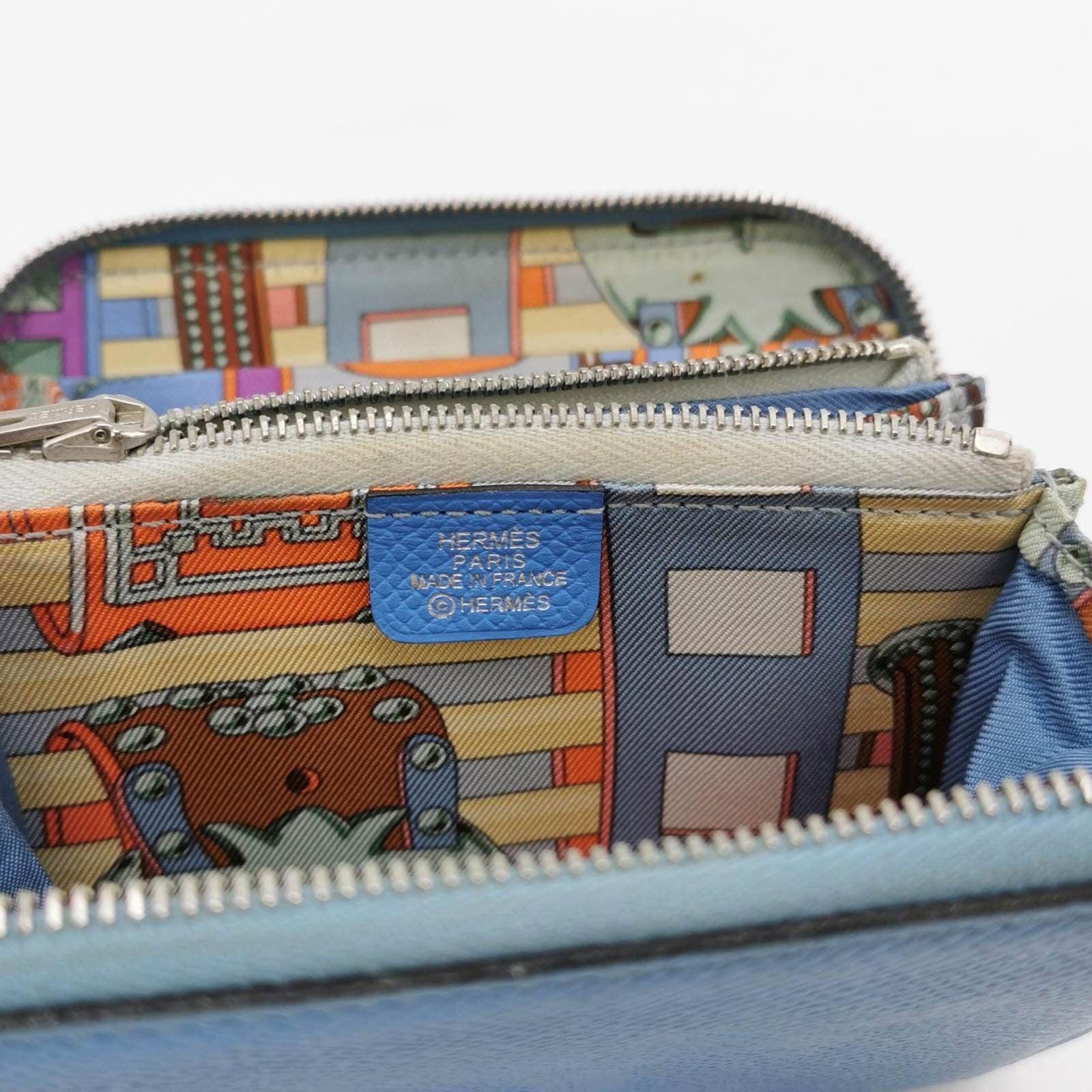 Hermes Silk'in Wallet Small Blue Leather For Sale 2