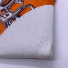 Hermes Silky City 33 Vif Argent Orange Silk Leather White Bag PHW