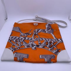 Hermes Silky City 33 Vif Argent Orange Silk Leather White Bag PHW