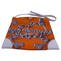 Hermes Silky City 33 Vif Argent Orange Silk Leather White Bag PHW