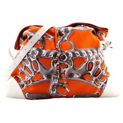 HERMES 'Silky City' Silk Bag in Multicolored Silk and Gold Barénia