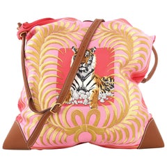 Hermes Silky City Handbag Printed Silk and Leather GM