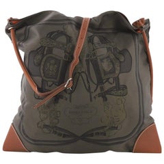 Hermes Silky City Handbag Printed Silk and Leather GM