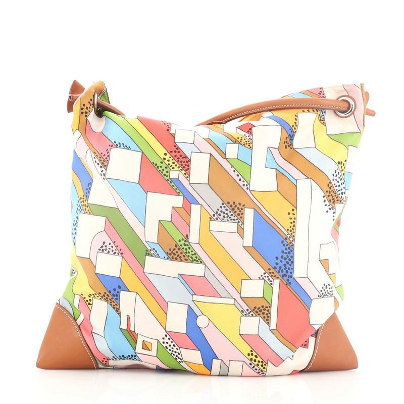 Women's or Men's Hermes Silky City Handbag Printed Silk And Leather PM 