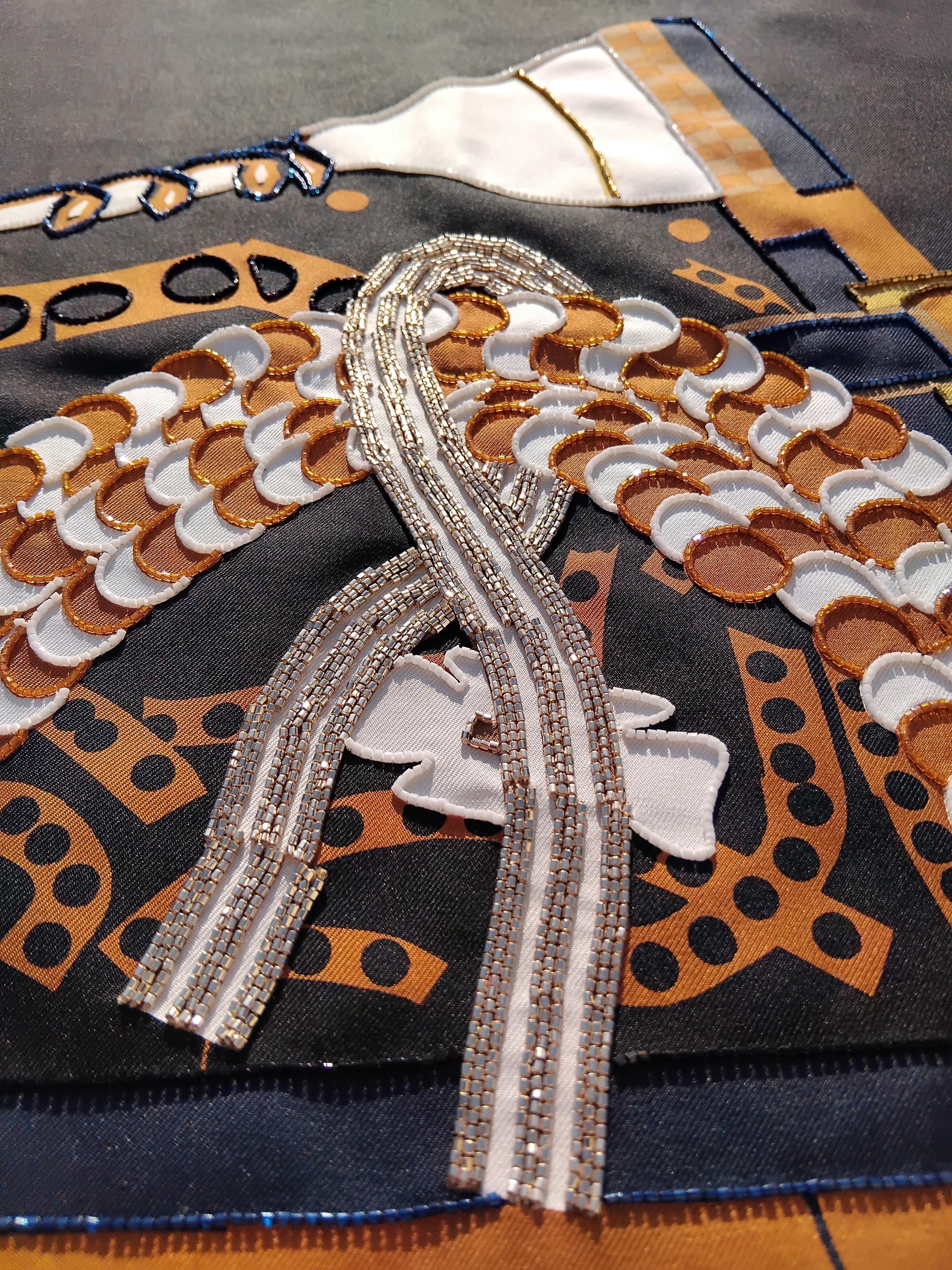 Hermès Silla De Gaucho Embroidered Silk Scarf Limited Edition 86 cm For Sale 8