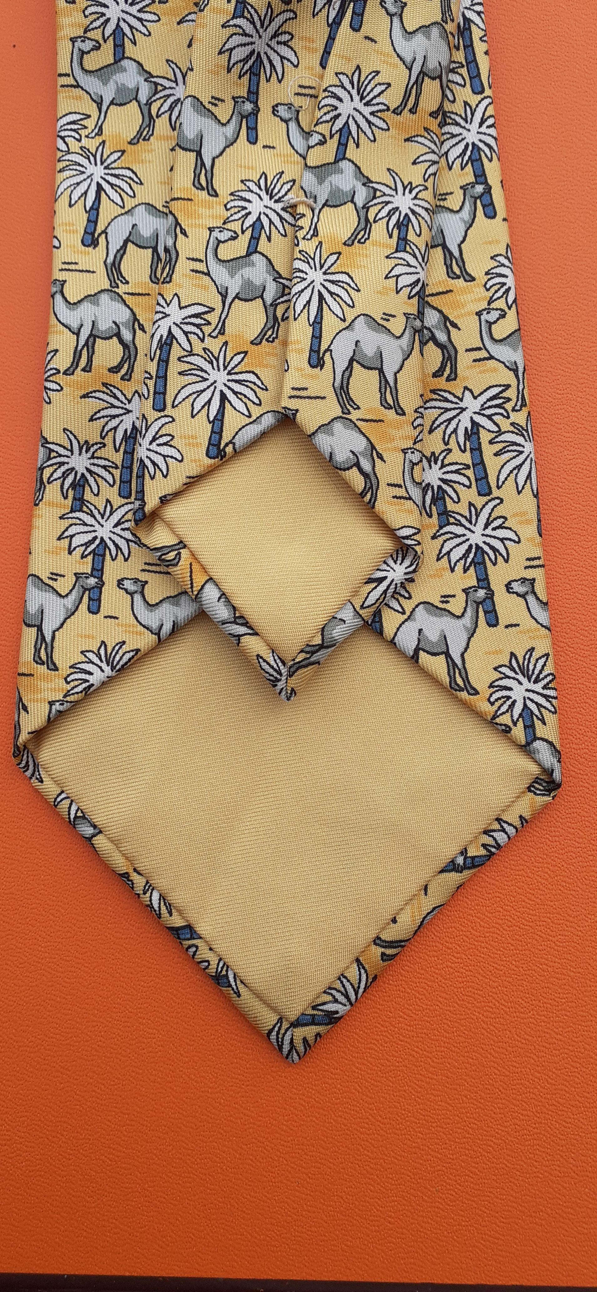 Hermès Silt Tie Camels Print Oasis Africa Theme For Sale 2
