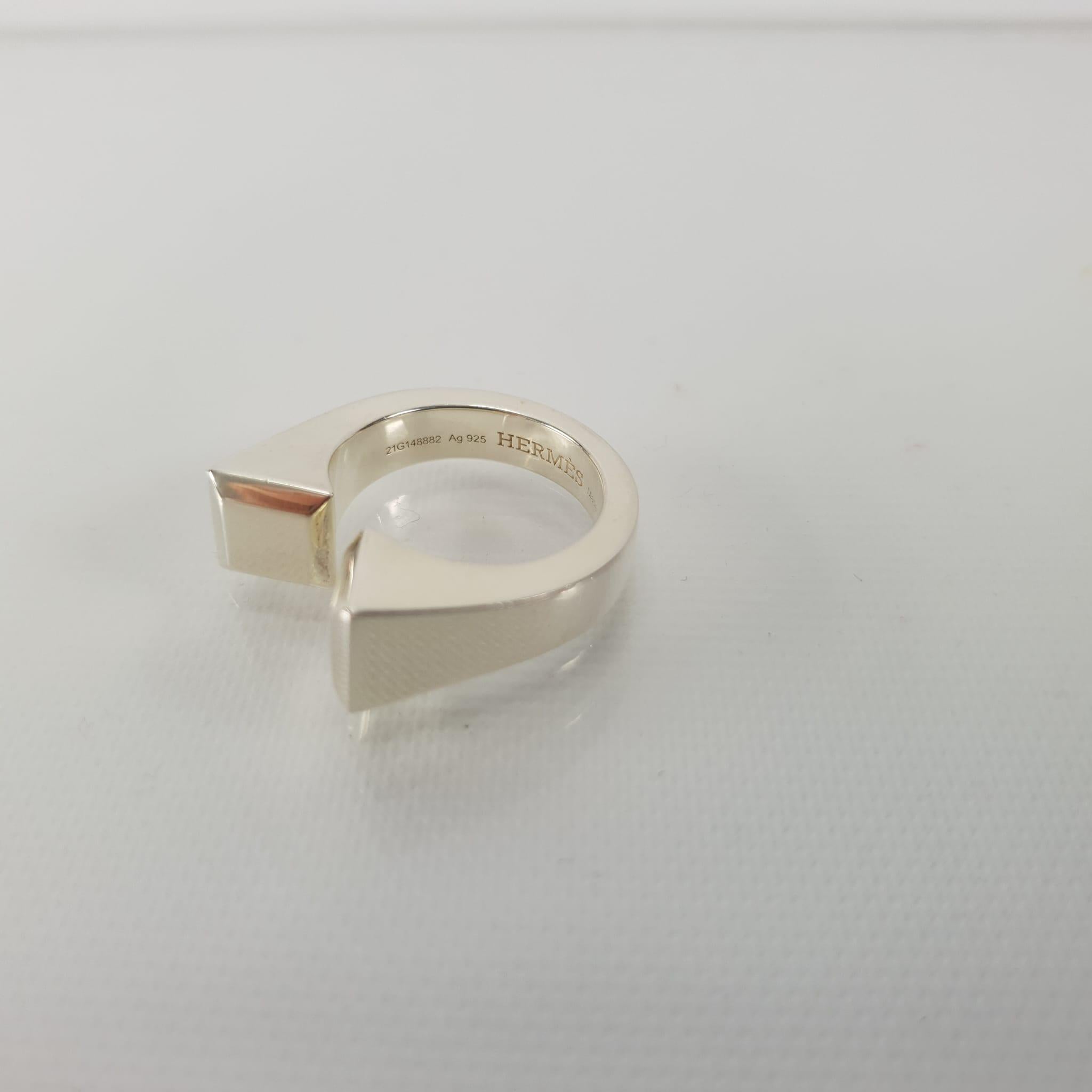 Hermes Silver 925/1000 Clou de forge ring, large model. Peloved, never used with box.  size Hermes 53 /Us 6 1/4
