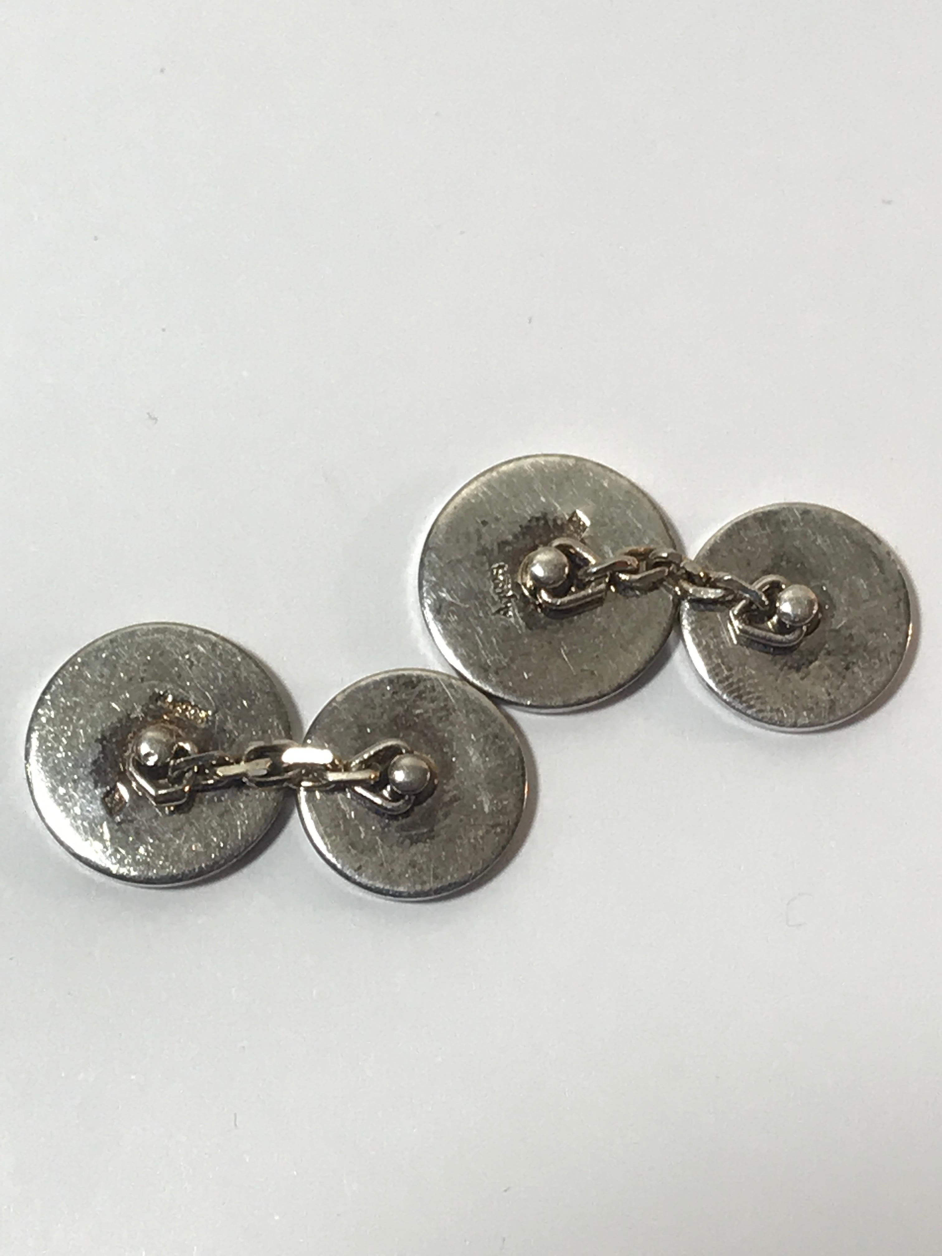 Women's or Men's Hermes Silver 925 Clous de Selle Cufflinks Box, Boutons de Manchette Argent