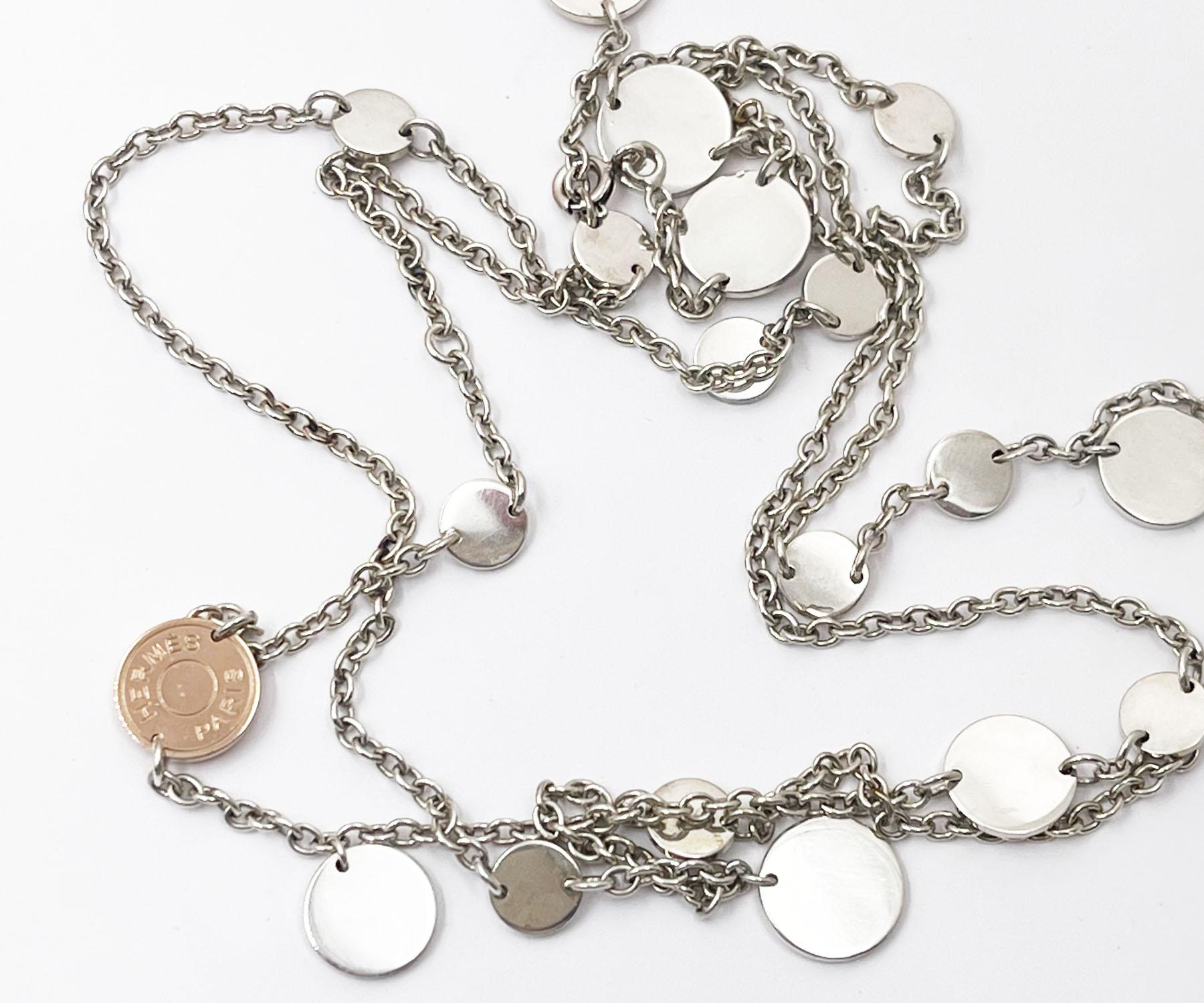 Hermes Silver 925 Gold 750 Confetti Necklace

* Marked Hermes
*Sterling 925 and Rose Gold 750
* Made in France

- It's approximately 33