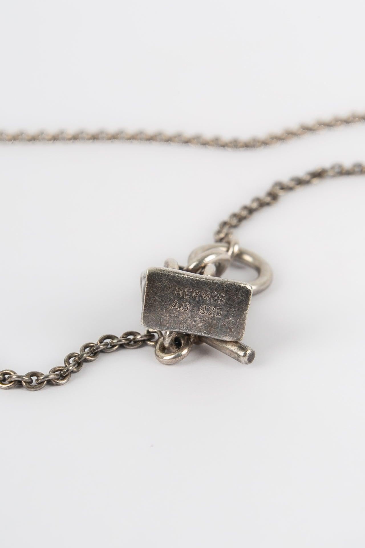 Hermes Silver Amulet Pendant Necklace In Excellent Condition For Sale In SAINT-OUEN-SUR-SEINE, FR