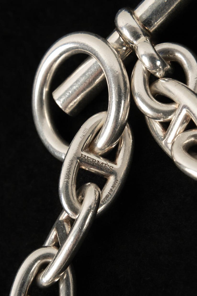 Hermès Silver Anchor Chain Bracelet In Excellent Condition For Sale In SAINT-OUEN-SUR-SEINE, FR