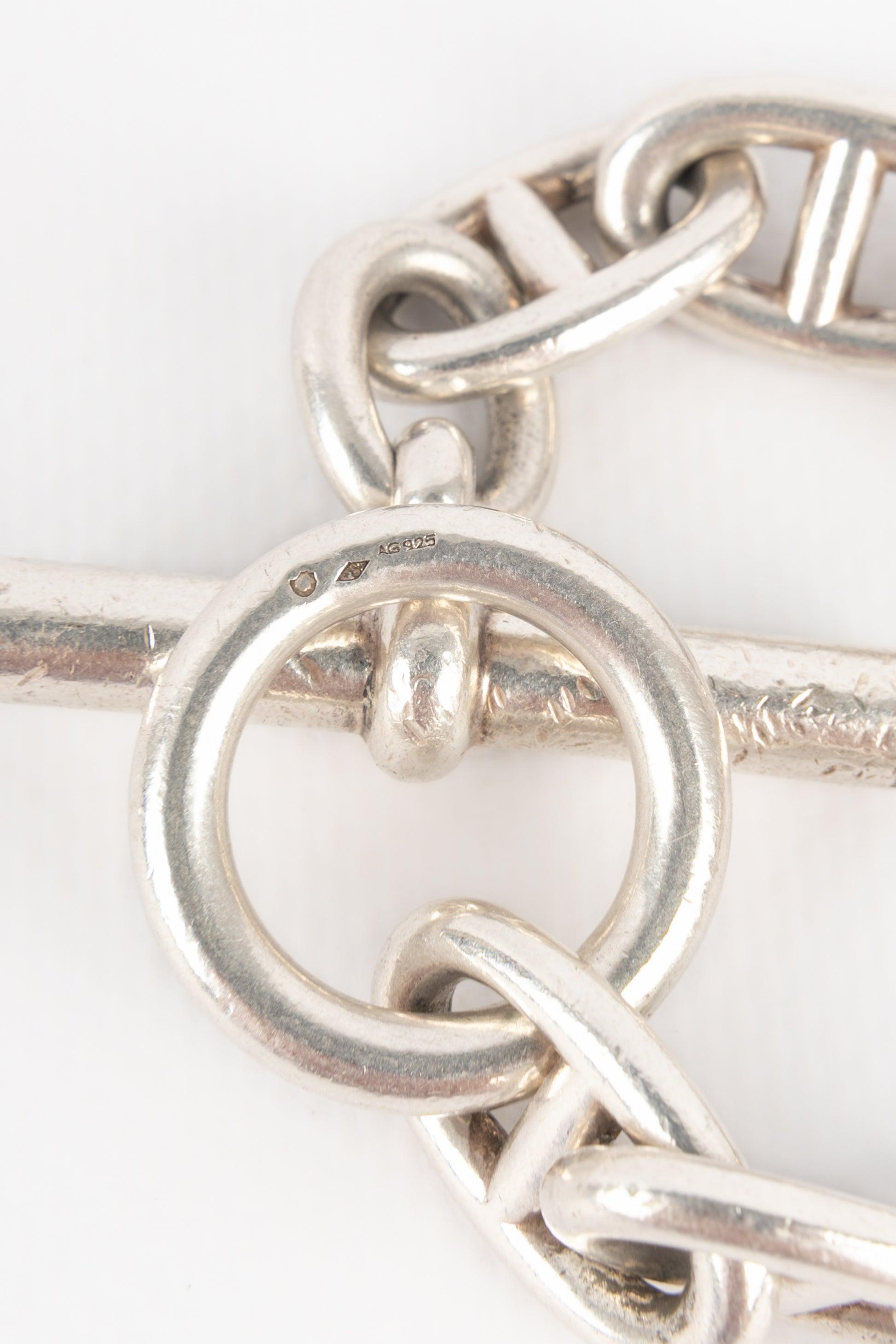 Hermès Silver Anchor Chain Bracelet In Good Condition For Sale In SAINT-OUEN-SUR-SEINE, FR