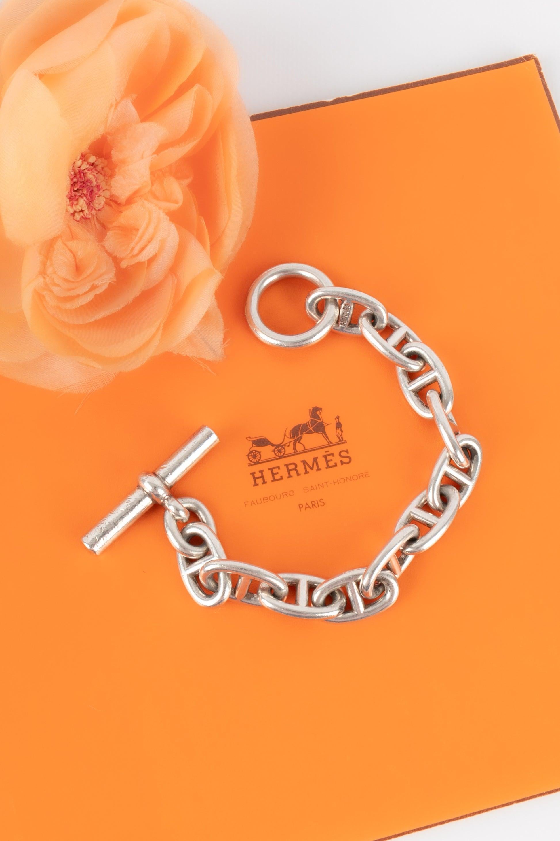 Bracelet en chaîne avec ancre en argent Hermès en vente 2