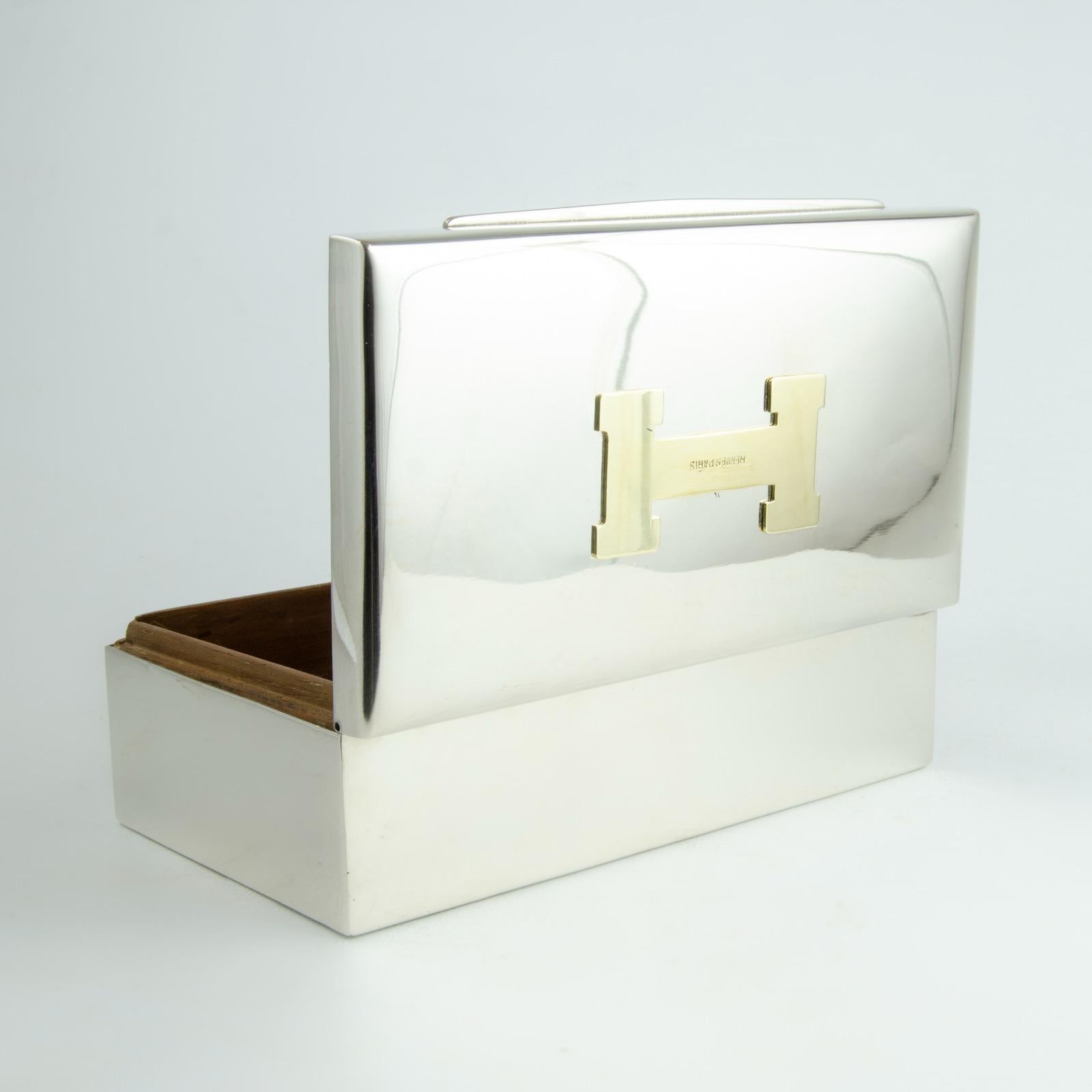 French Hermes Silver and Gold Plated Cigarette Box