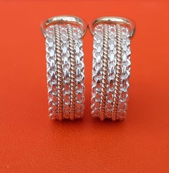 Hermès Silver and Yellow Gold Clip-On Earrings Half Hoops