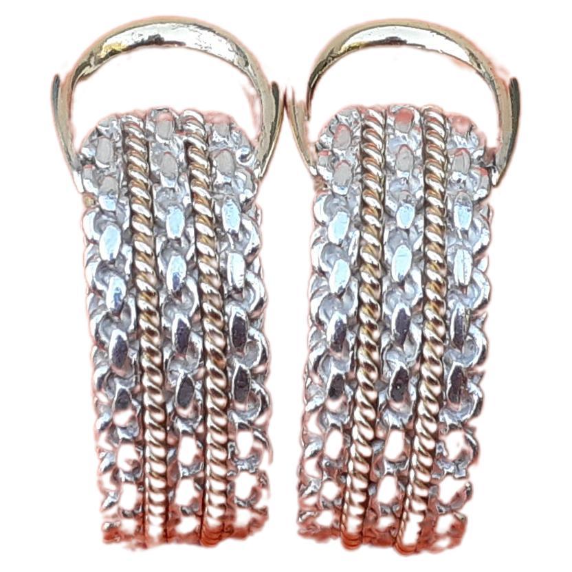 Hermès Silver and Yellow Gold Clip-On Earrings Half Hoops For Sale