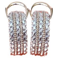Hermès Silber und Gelbgold Clip-On Ohrringe Half Hoops
