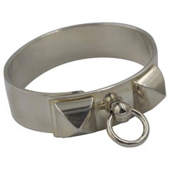 Hermès silver bangle Collier de chien - medium size