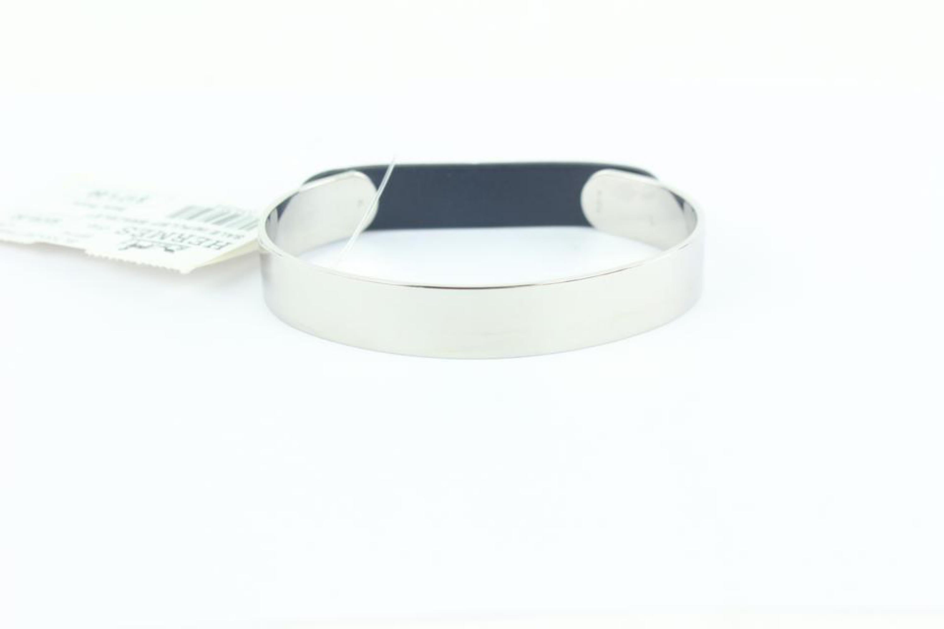 Hermès Silver Black Impulsif Bangle 9001zh74 Bracelet In New Condition For Sale In Forest Hills, NY