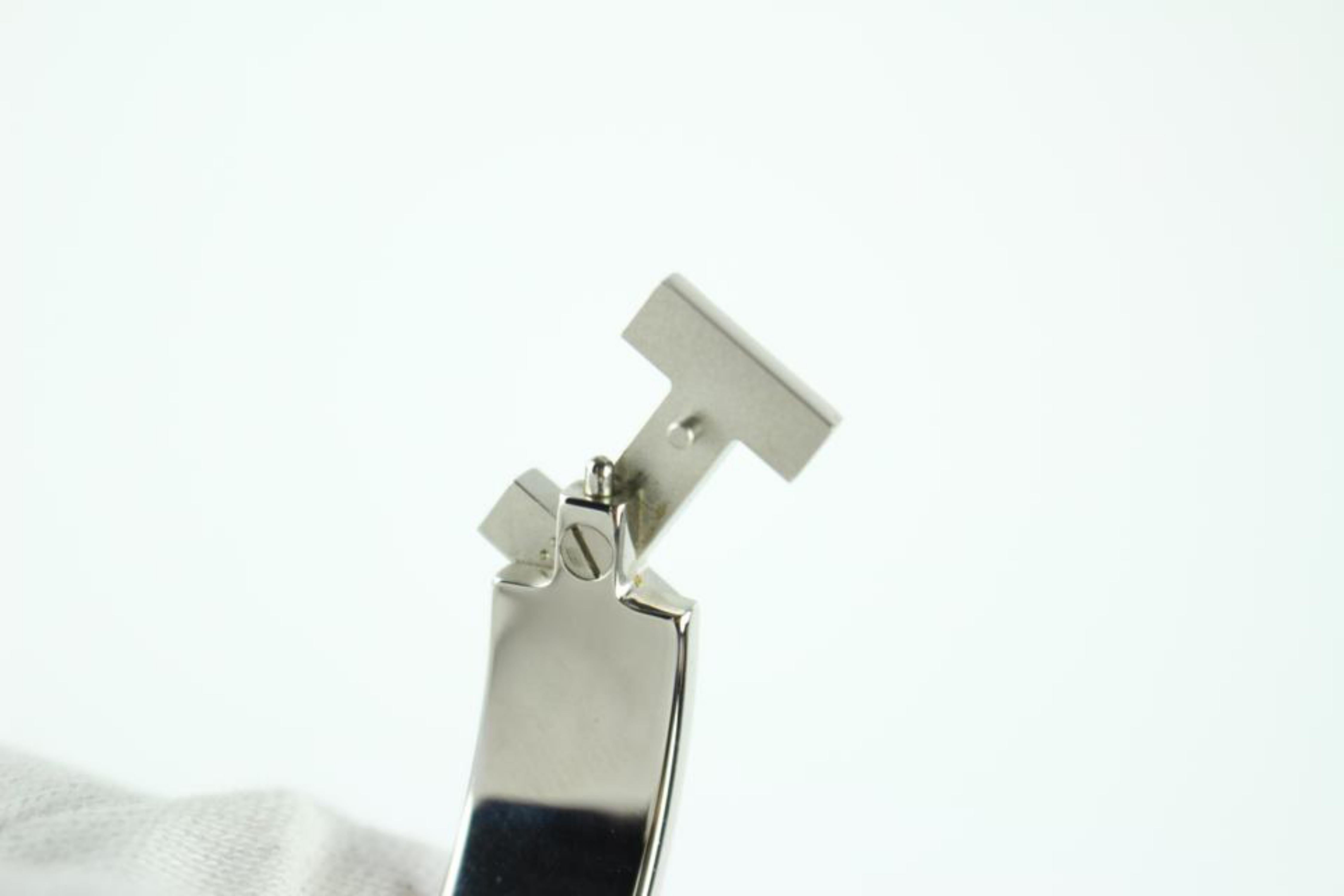 Hermès Silver Black/Silver Matte Brushed Hh Clic Clac 233770 Bracelet For Sale 5