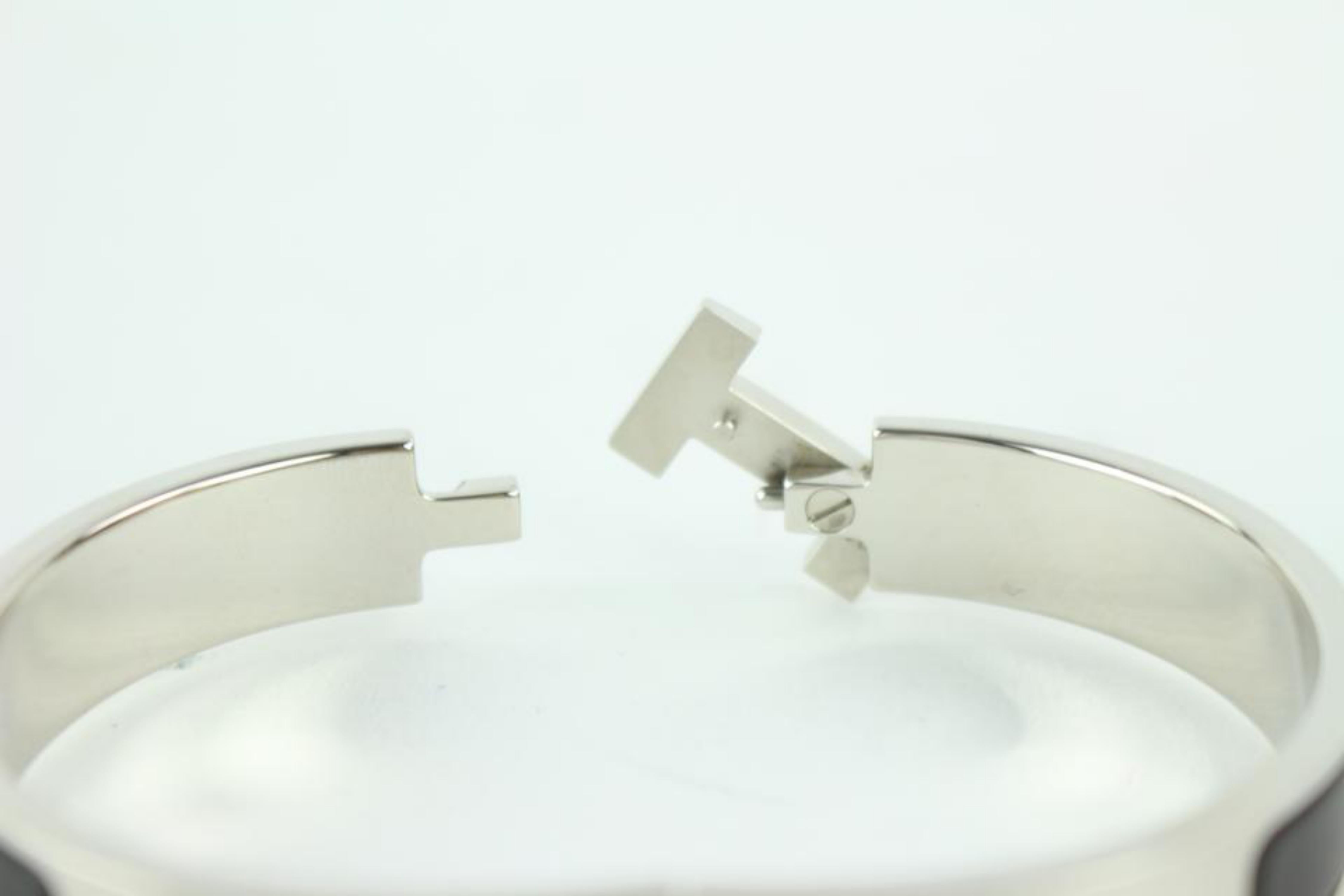 Hermès Silver Black/Silver Matte Brushed Hh Clic Clac 233770 Bracelet For Sale 2