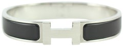 Hermès Silver Black/Silver Matte Brushed Hh Clic Clac 233770 Bracelet