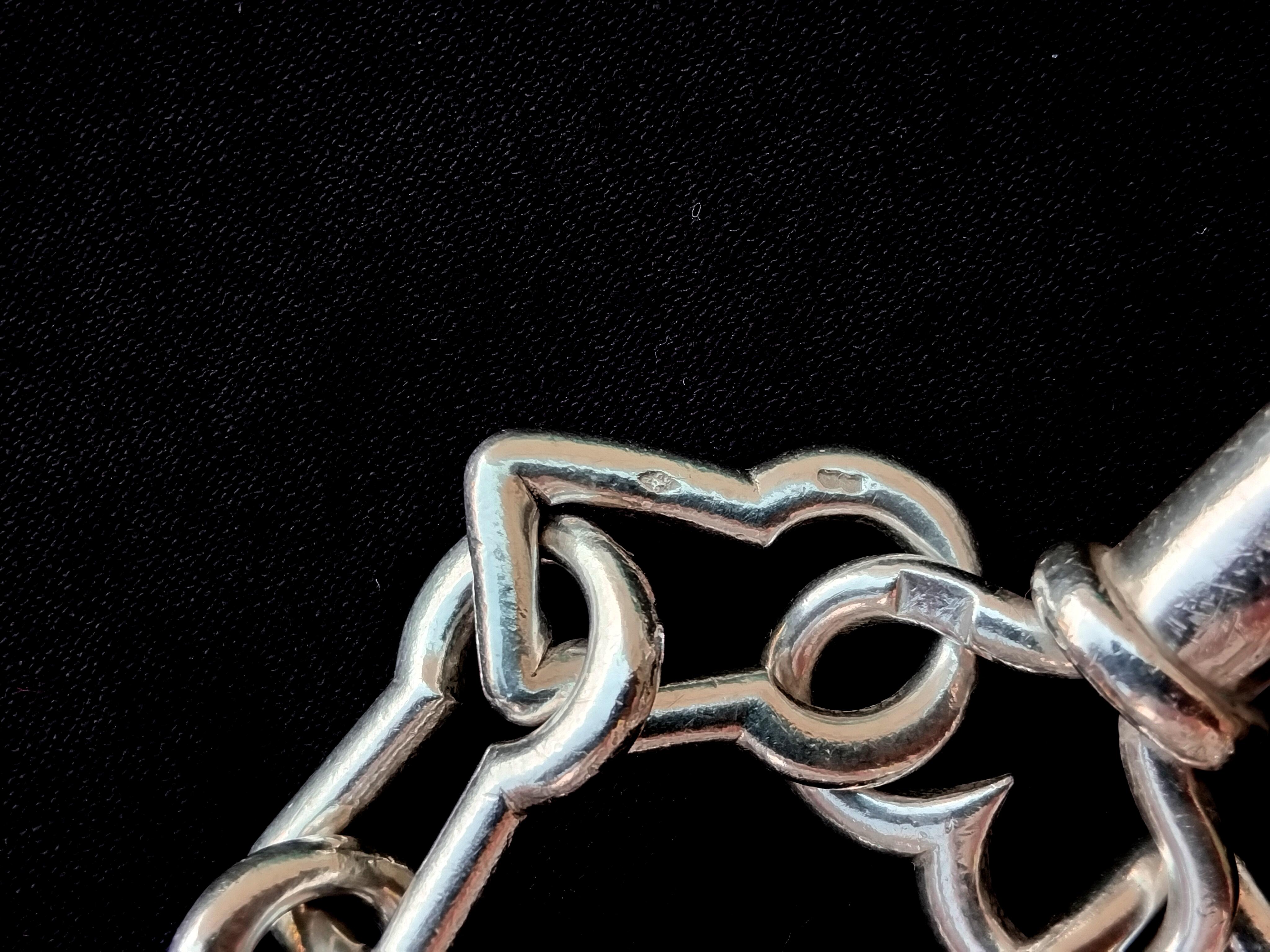 Hermès Silver Bracelet Keyhole Shaped Links Key Charm Clasp en vente 8
