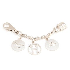 Hermes Silver Breloque Dog Horse H Palladium Bag Charm for Birkin or Kelly