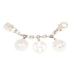 Hermes Silver Breloque Dog Horse H Palladium Bag Charm for Birkin or Kelly