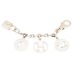 Hermes Silver Breloque Dog Horse H Palladium Bag Charm for Birkin or Kelly