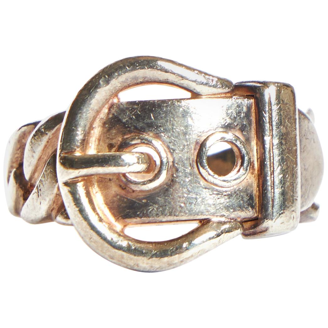Hermès Silver Buckle Vintage Ring Size 7