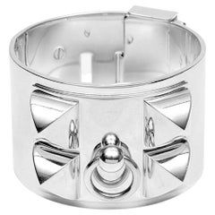 Hermès Silver Collier de Chien Cuff Bracelet 