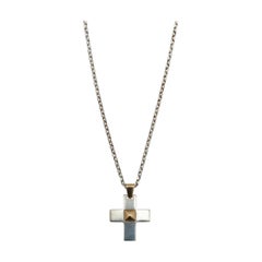 Hermes Silver Cross Necklace