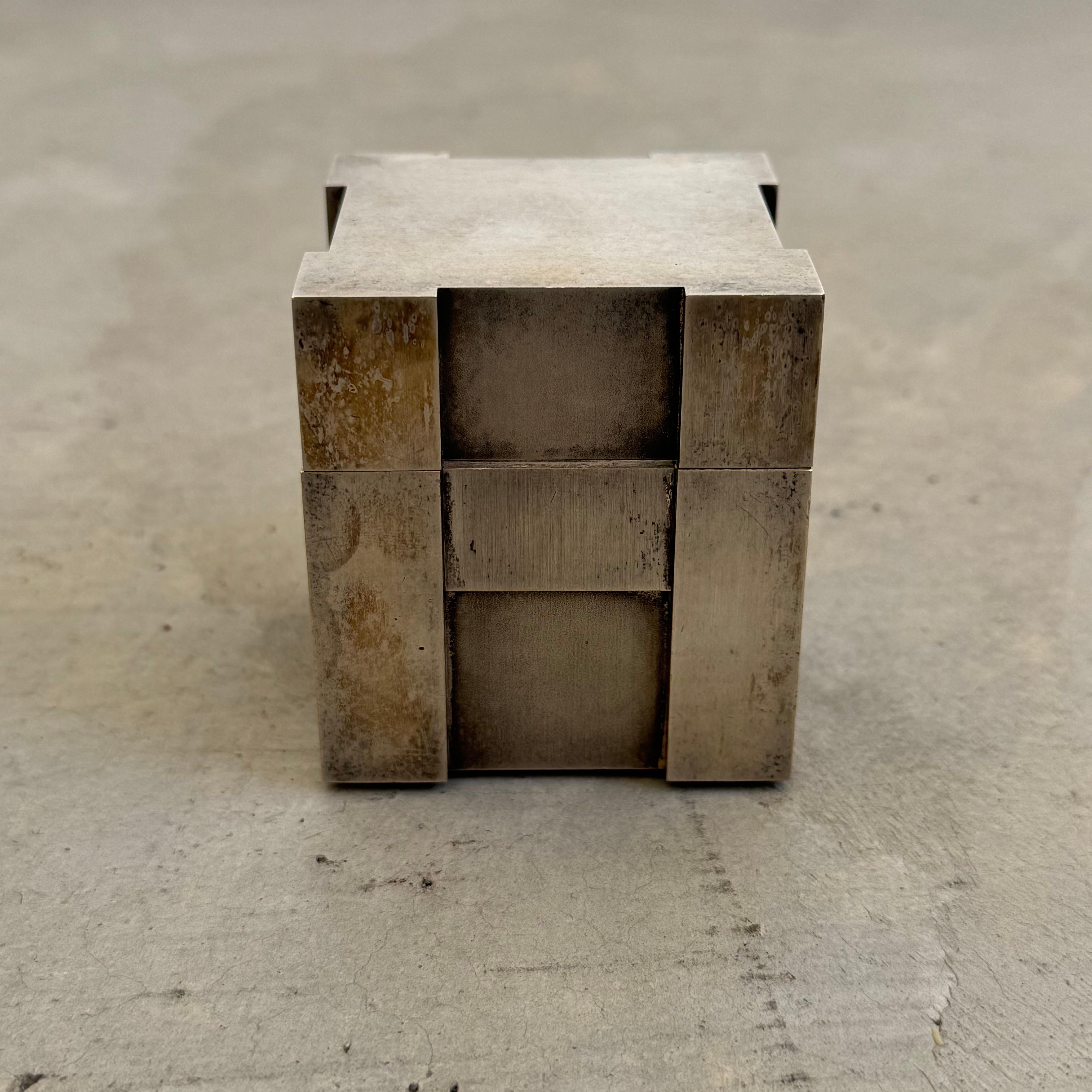 Mid-Century Modern Hermes Silver Cube Lighter, 1960s France For Sale