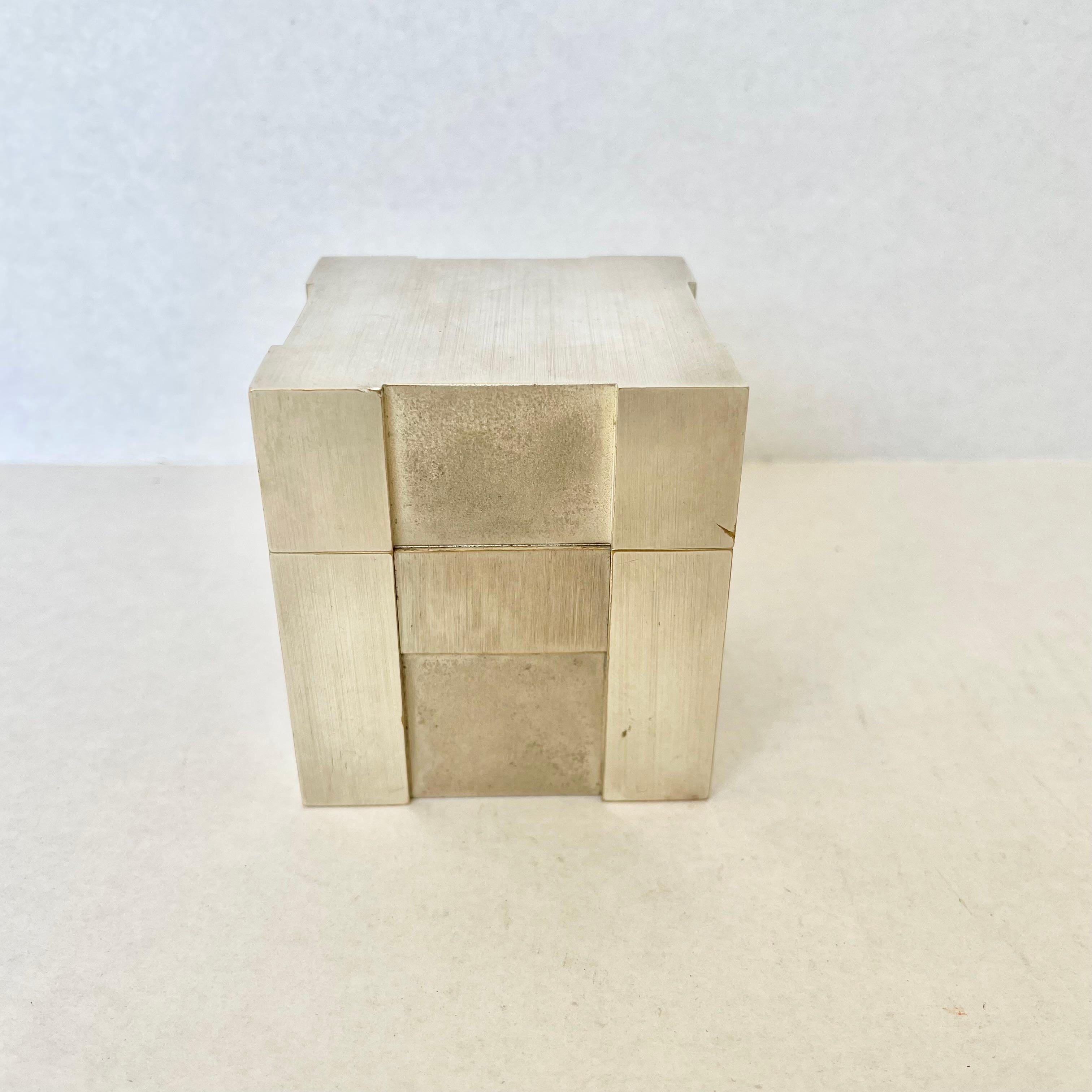 Mid-Century Modern Briquet Hermes Silver Cube, 1960 France en vente
