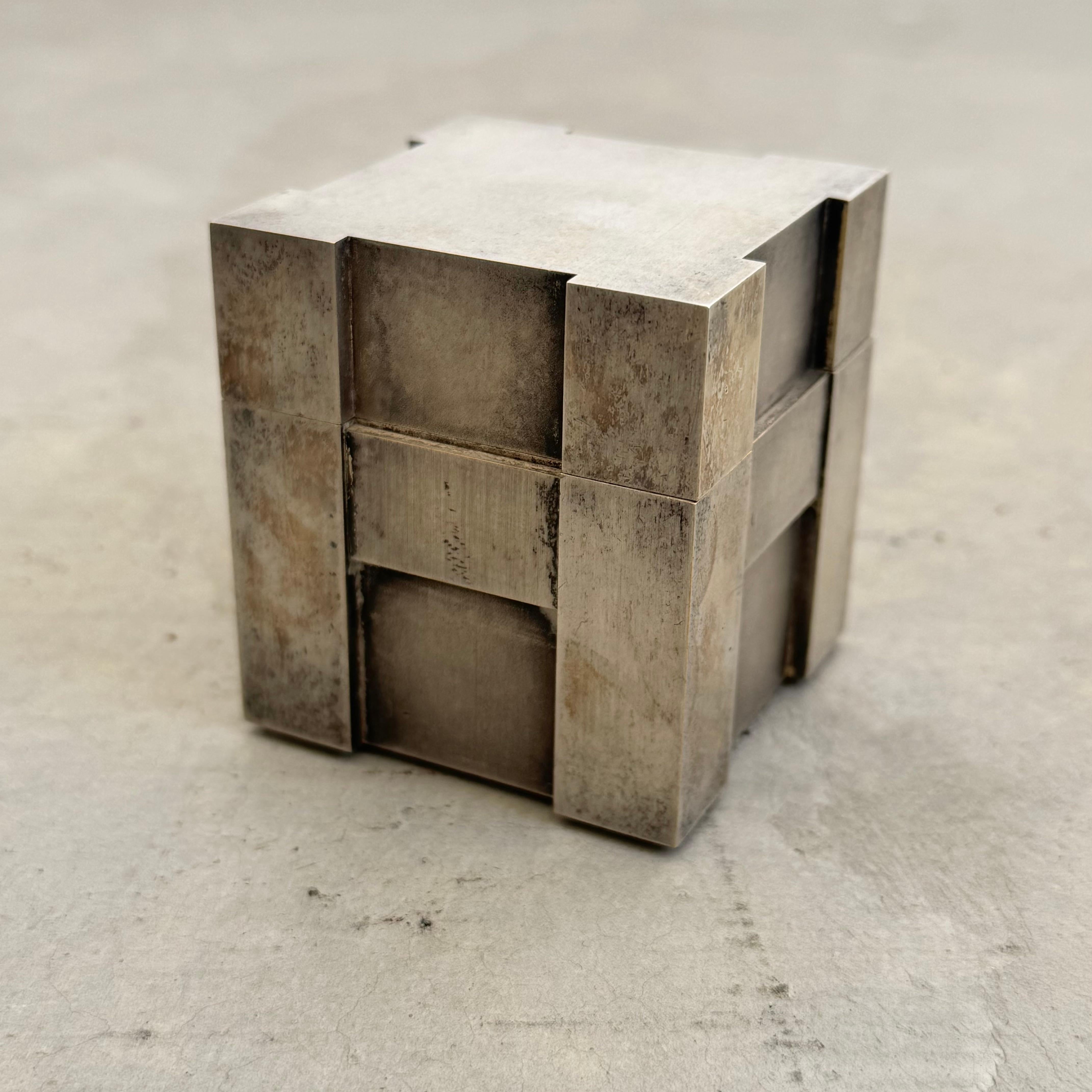 French Hermes Silver Cube Lighter, 1960s France For Sale