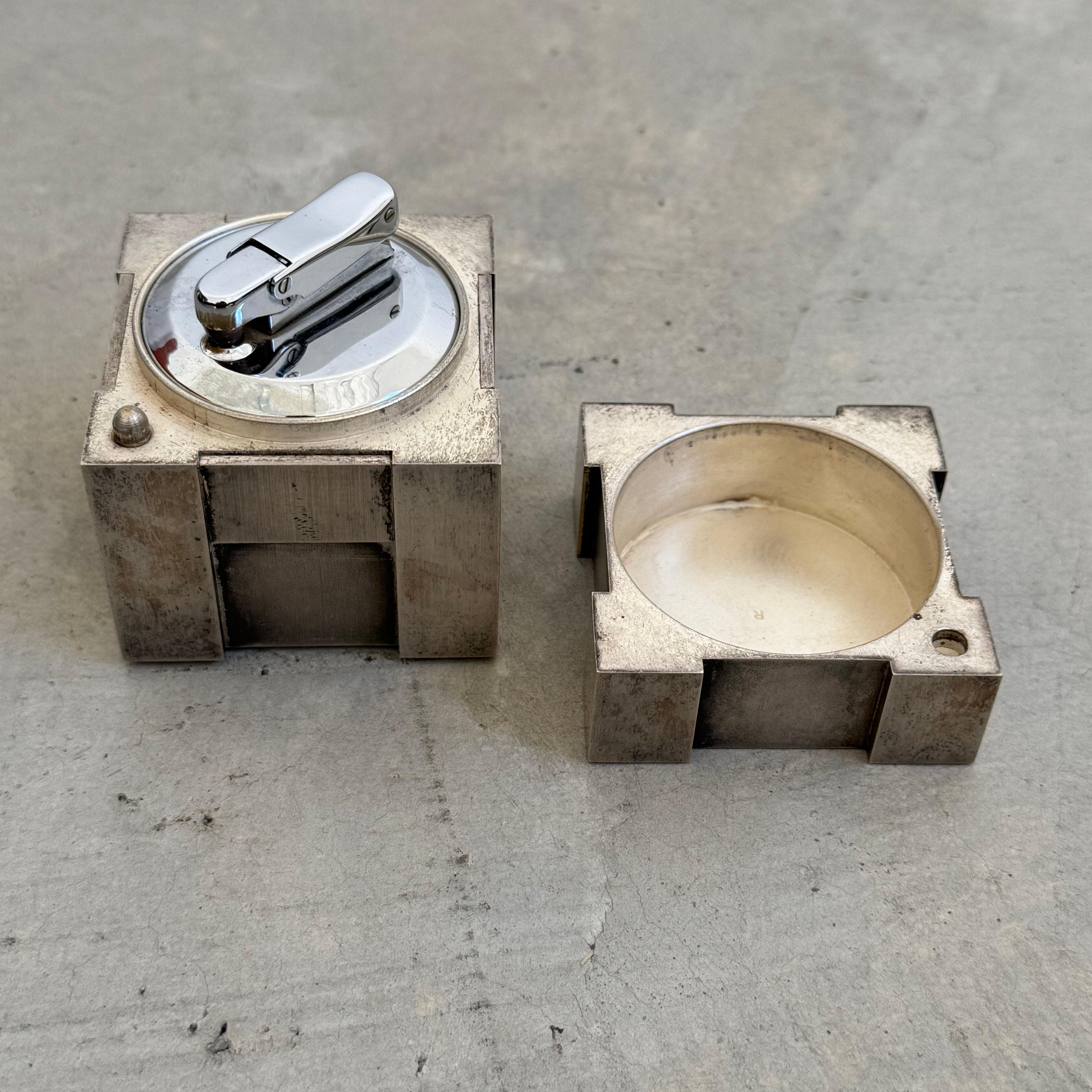 Metal Hermes Silver Cube Lighter, 1960s France For Sale