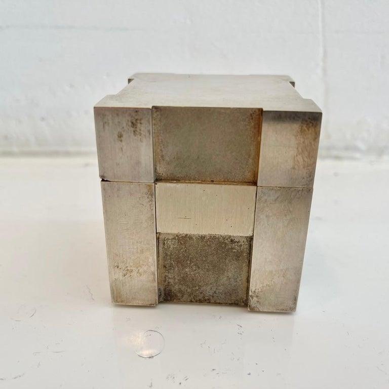 Italian Hermes Silver Cube Lighter