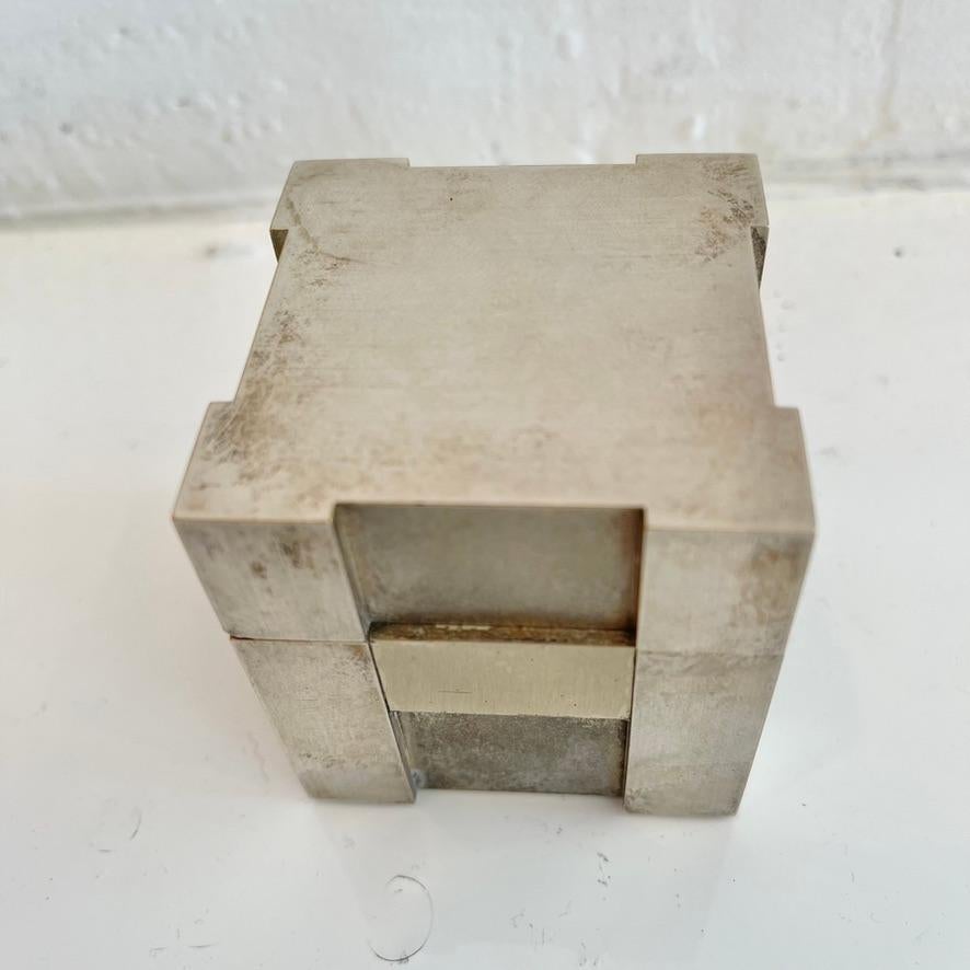 Mid-20th Century Hermes Silver Cube Lighter