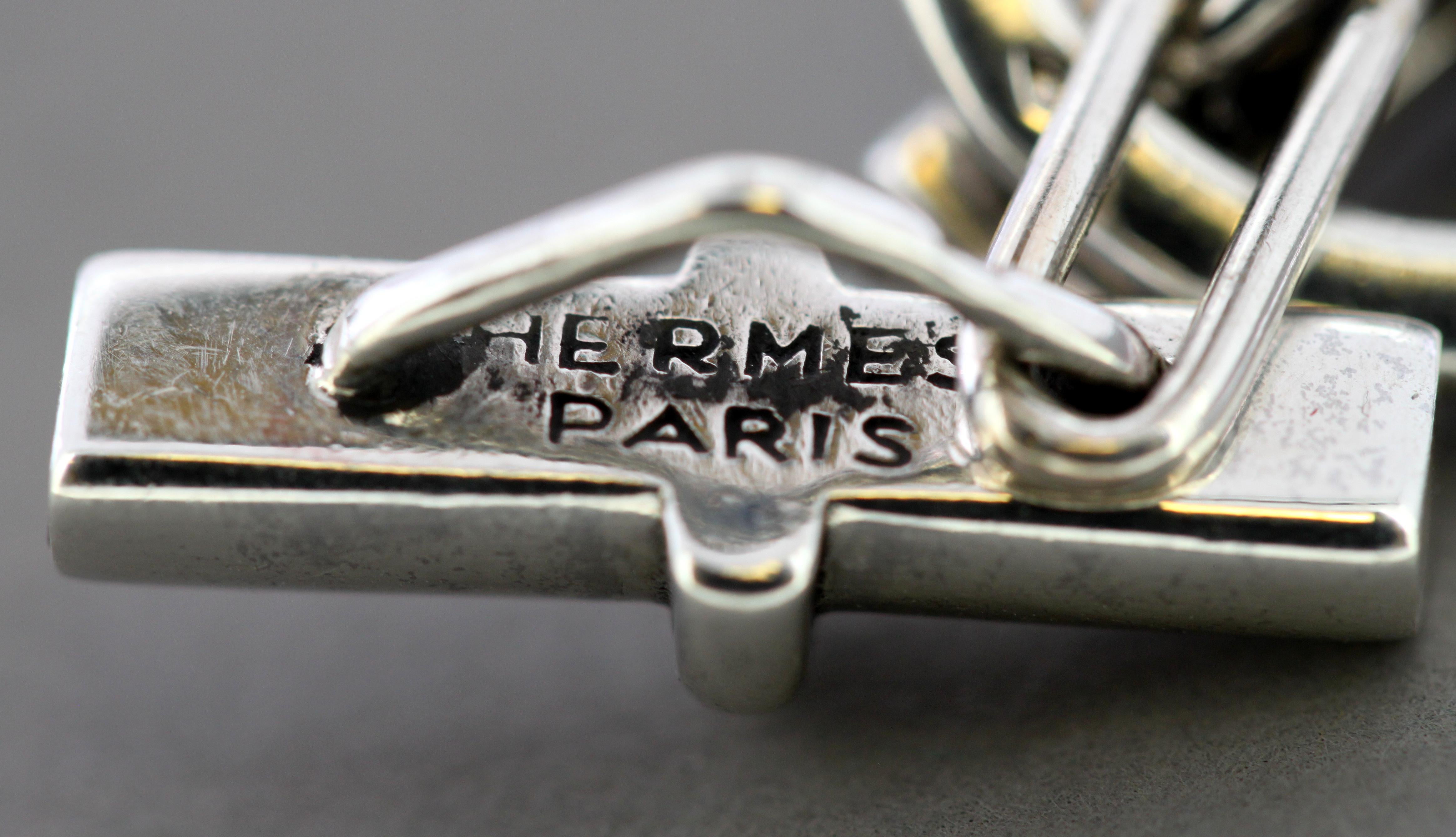 Hermes Silver Cufflinks, Made in London, 2001 2
