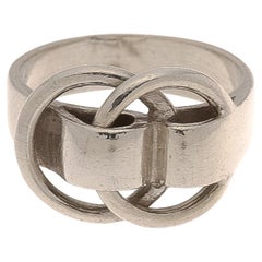 Hermes Silver Deux Anneaux Ring with silver-tone hardware,  High Polish