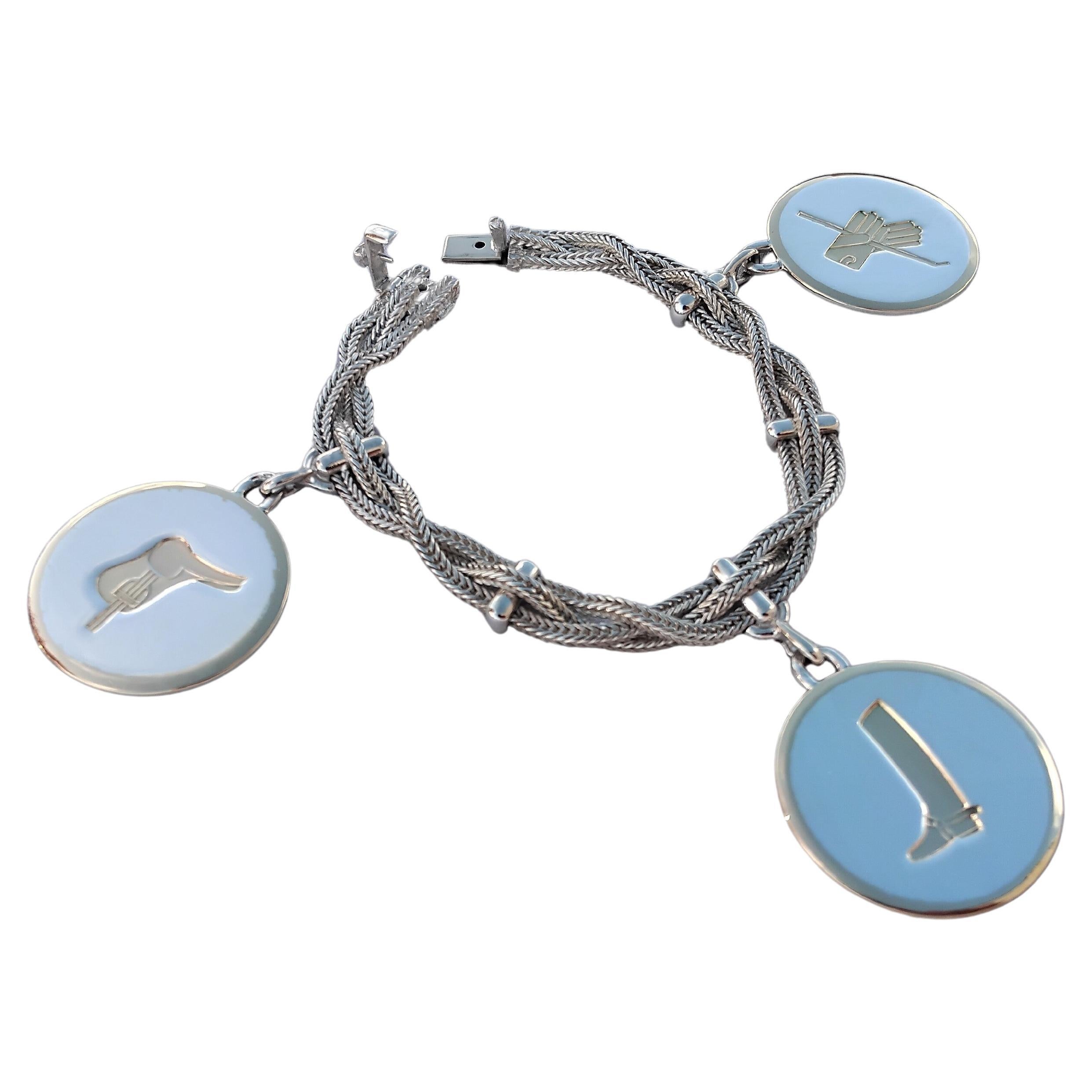Hermès Bracciale in argento e oro Charms equestre Cavallo a cavallo Texas in vendita 11