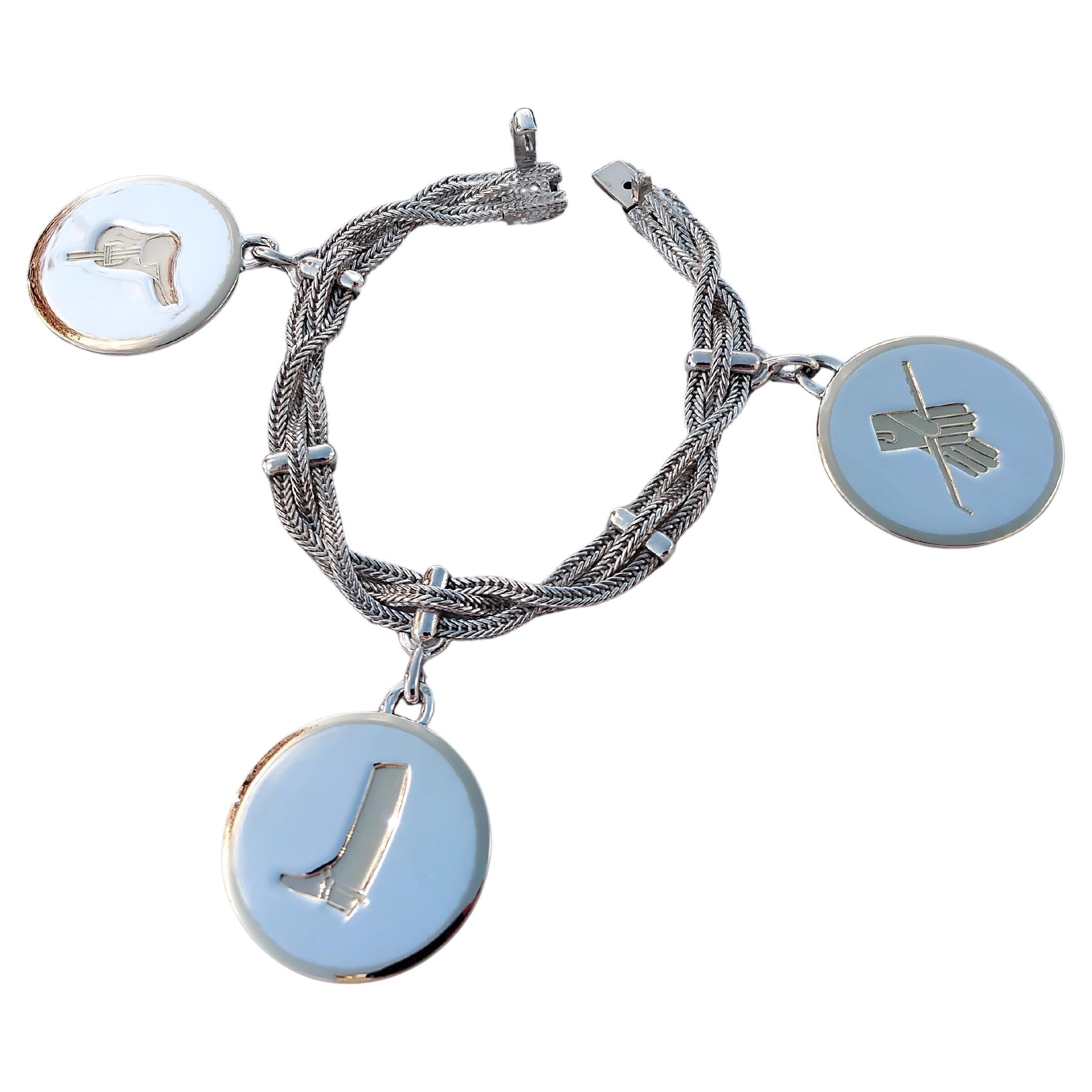 Hermès Bracciale in argento e oro Charms equestre Cavallo a cavallo Texas in vendita 12