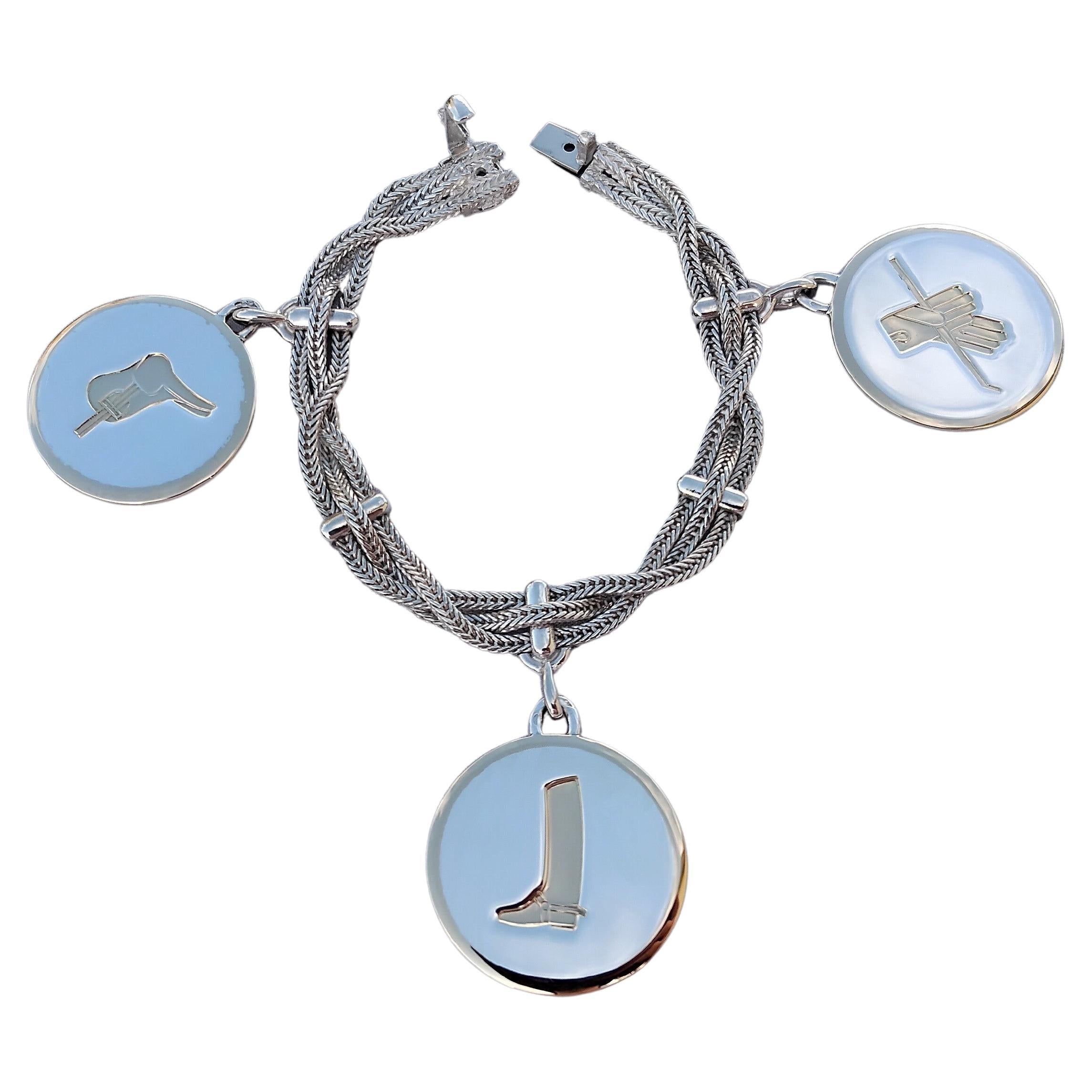 Hermès Bracciale in argento e oro Charms equestre Cavallo a cavallo Texas in vendita 14