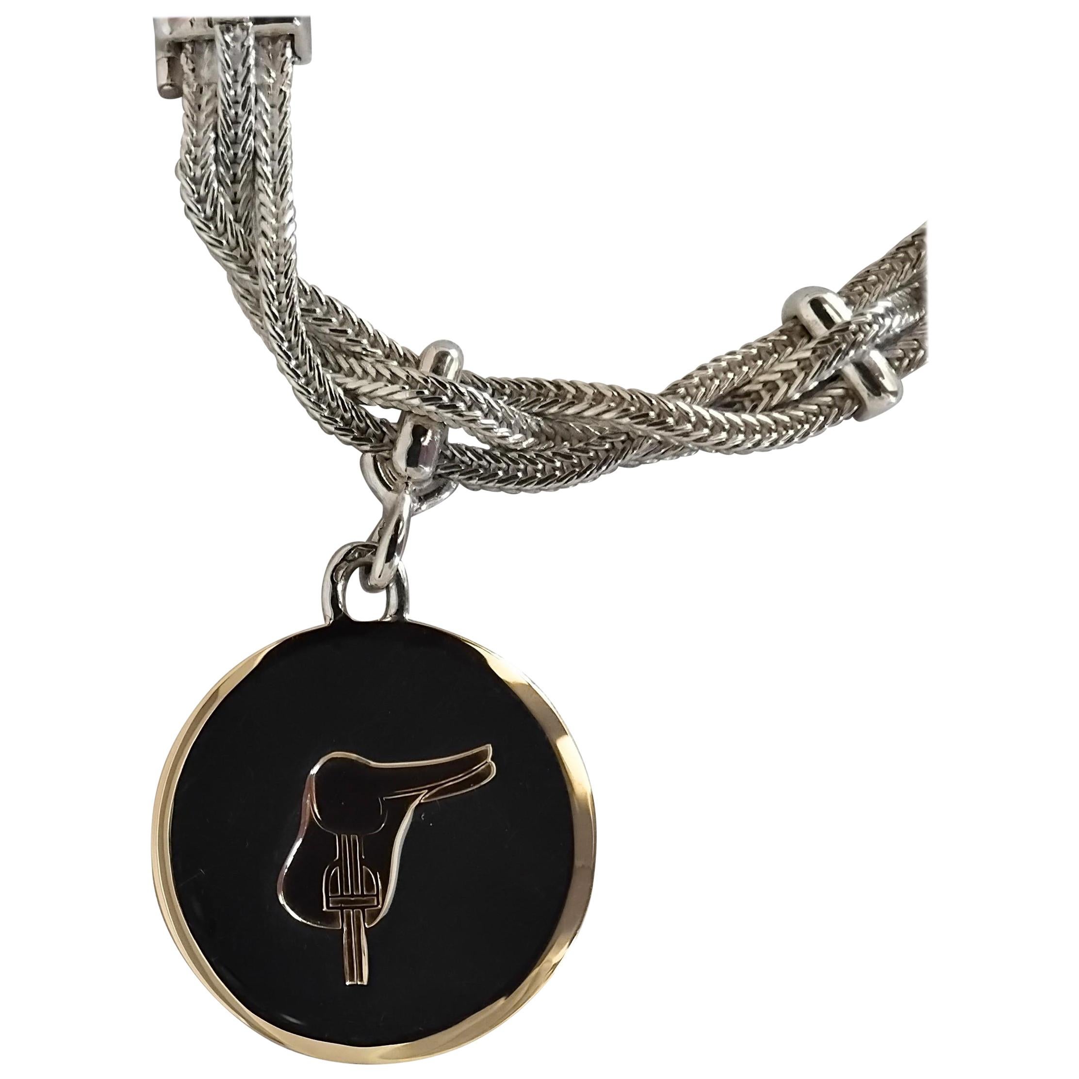 Hermès Bracciale in argento e oro Charms equestre Cavallo a cavallo Texas In condizioni ottime in vendita a Corcoué Sur Logne, Loire-Atlantique