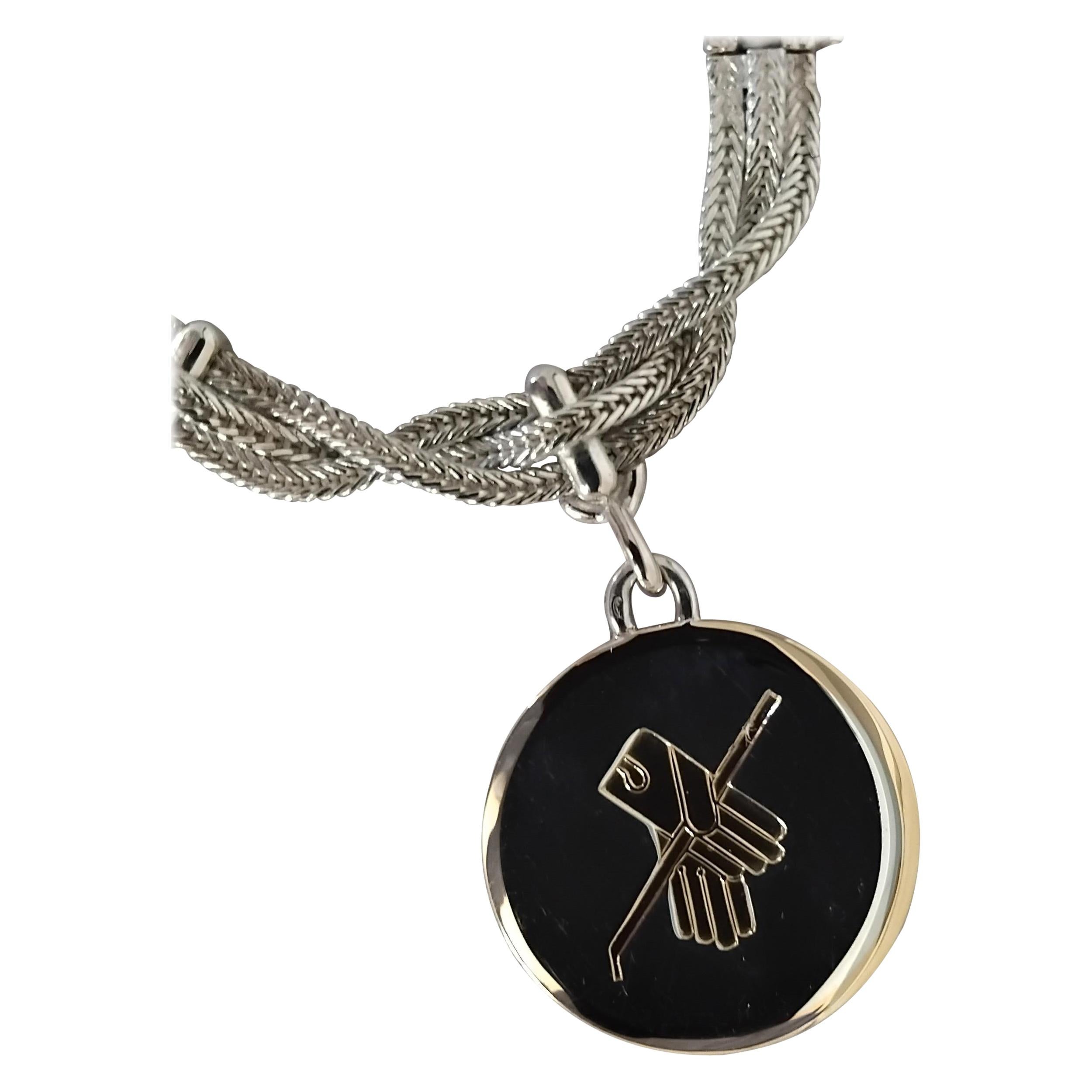 Donna Hermès Bracciale in argento e oro Charms equestre Cavallo a cavallo Texas in vendita