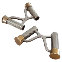 Hermès Silver Gold Cufflinks Bullet Casing Shotgun Shells Cartridges