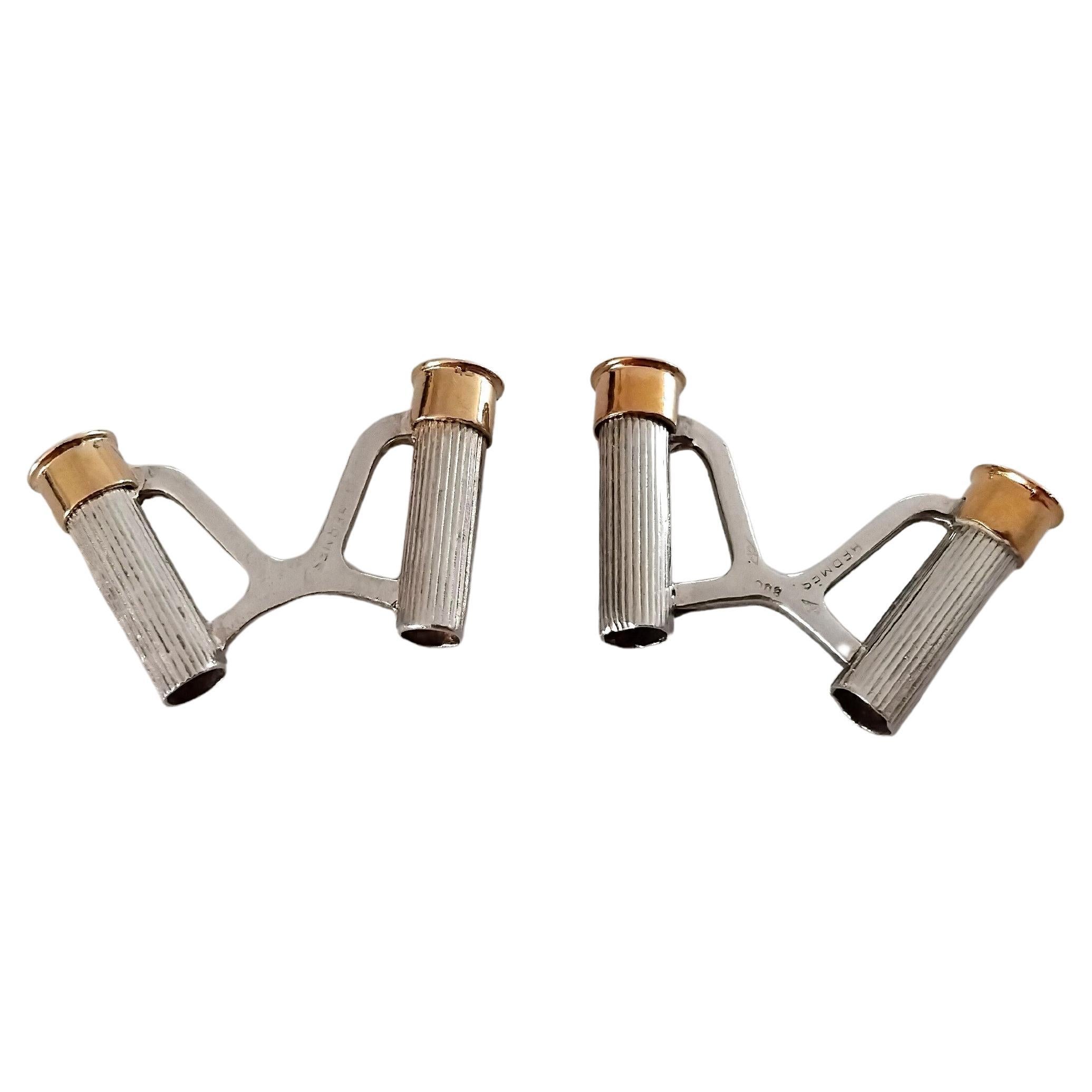 Hermès Silber Gold Manschettenknöpfe Patronenhülse Schrotpatronen