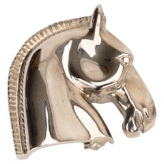 Hermes Silver Horse Head Bijoux Pin